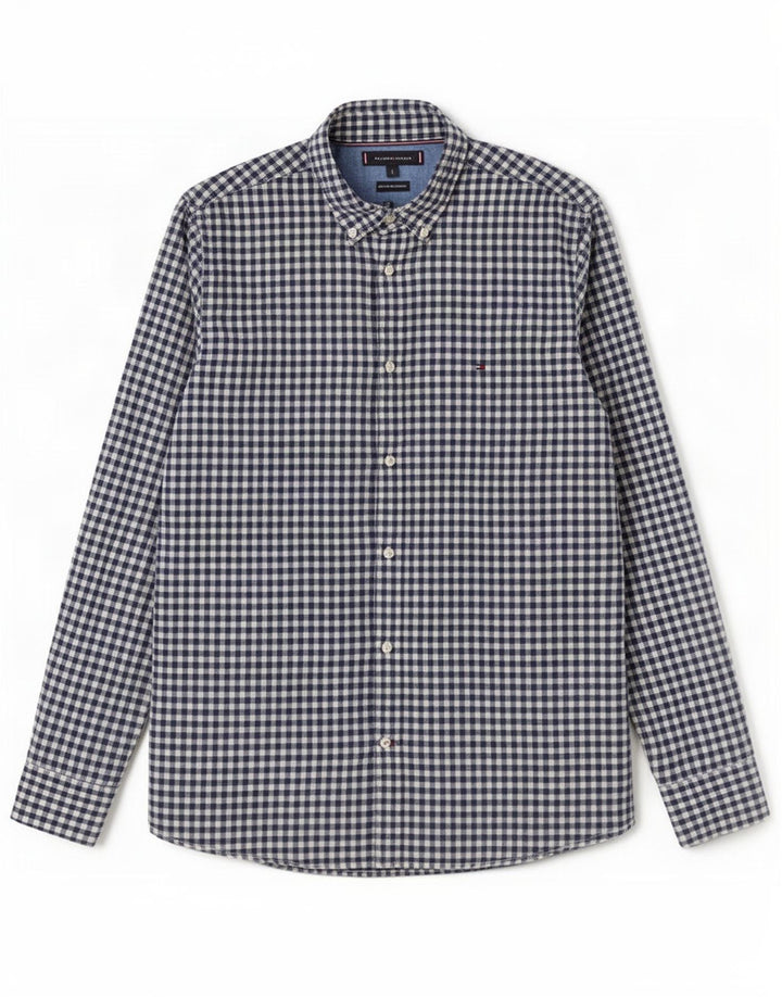 Camisa Tommy Hilfiger para hombre grande de algodón a cuadros azul marino