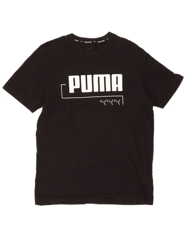Puma Camiseta gráfica para hombre Top Medium Black Cotton