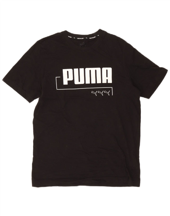 Puma Camiseta gráfica para hombre Top Medium Black Cotton