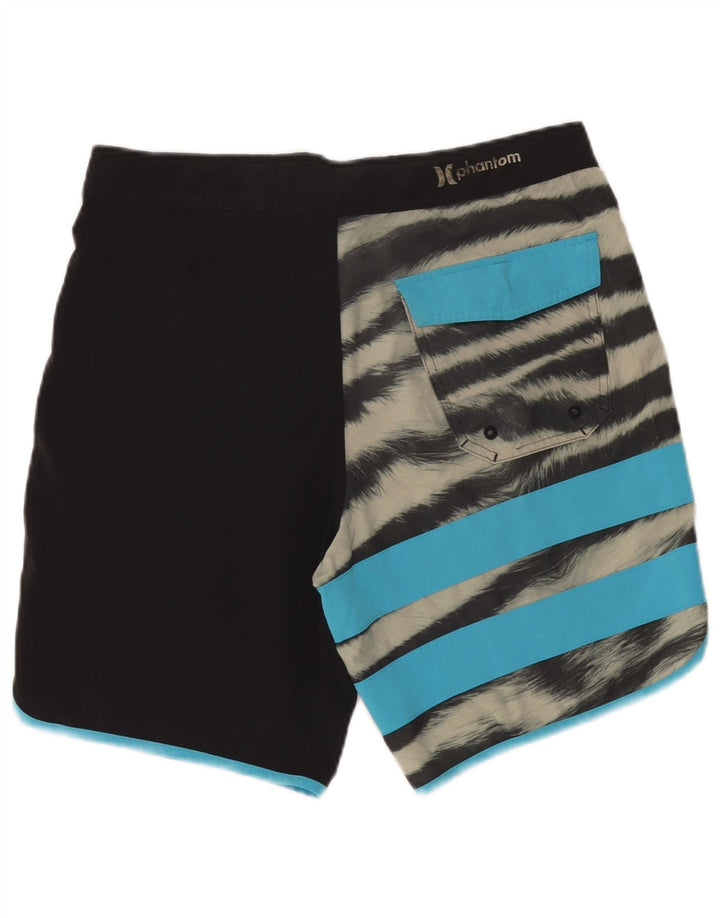 Hurley Bañador con gráfico gráfico para hombre, tamaño mediano, negro a rayas