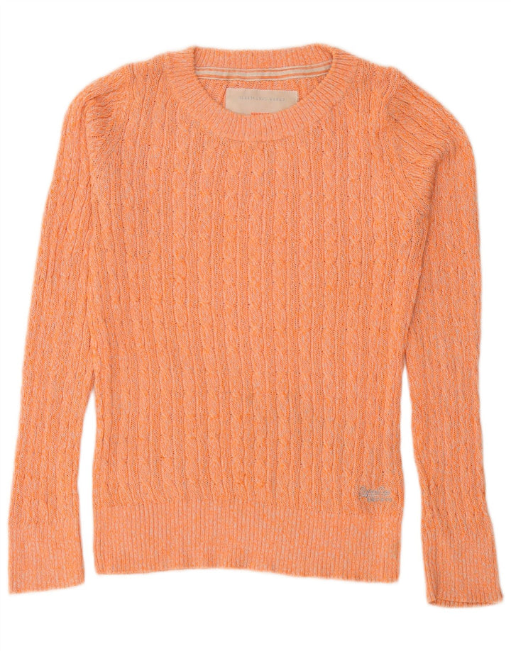 Superdry Jersey de cuello redondo para mujer, talla 44, algodón moteado naranja grande