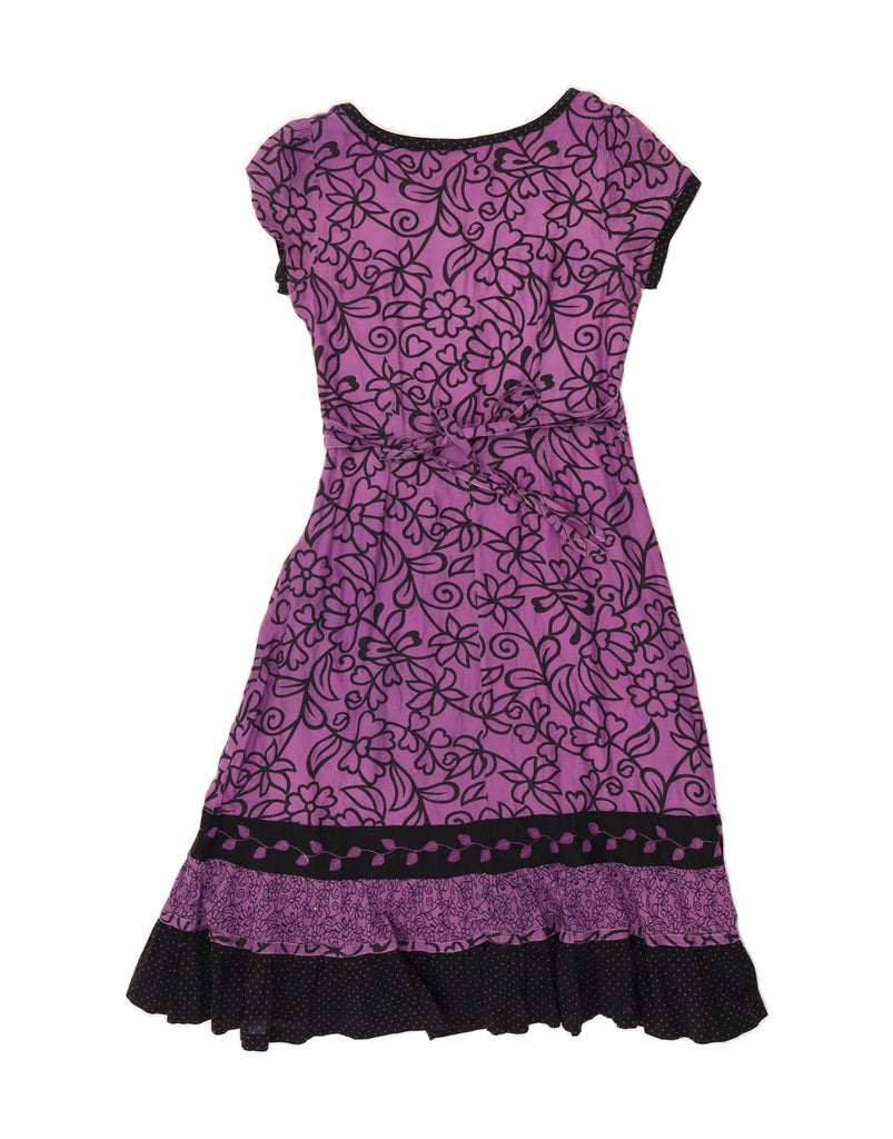 PER UNA Womens A-Line Dress UK 14 Medium Purple Floral Cotton Vintage Per Una and Second-Hand Per Una from Messina Hembry 