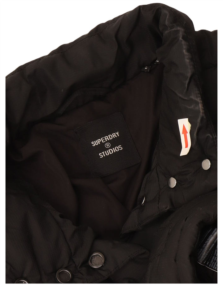 Superdry Chaqueta Acolchada Corta Para Mujer UK 8 Small Poliéster Negro