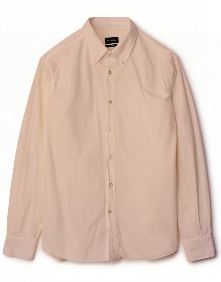 Camisa Massimo Dutti Slim Fit Hombre Algodón Blanco Medio