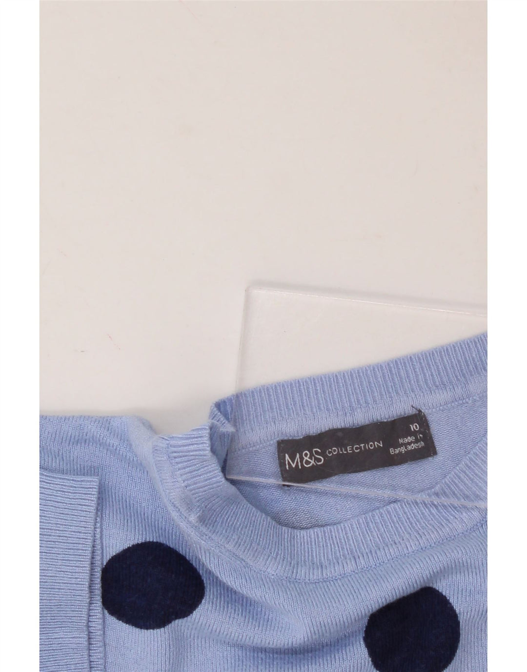 MARKS & SPENCER Womens Crew Neck Jumper Sweater UK 10 Small Blue Polka Dot Vintage Marks & Spencer and Second-Hand Marks & Spencer from Messina Hembry 