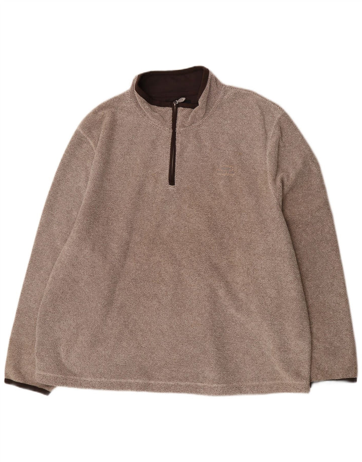 Weird Fish Jersey con cuello y cremallera para hombre, talla 5XL, poliéster marrón