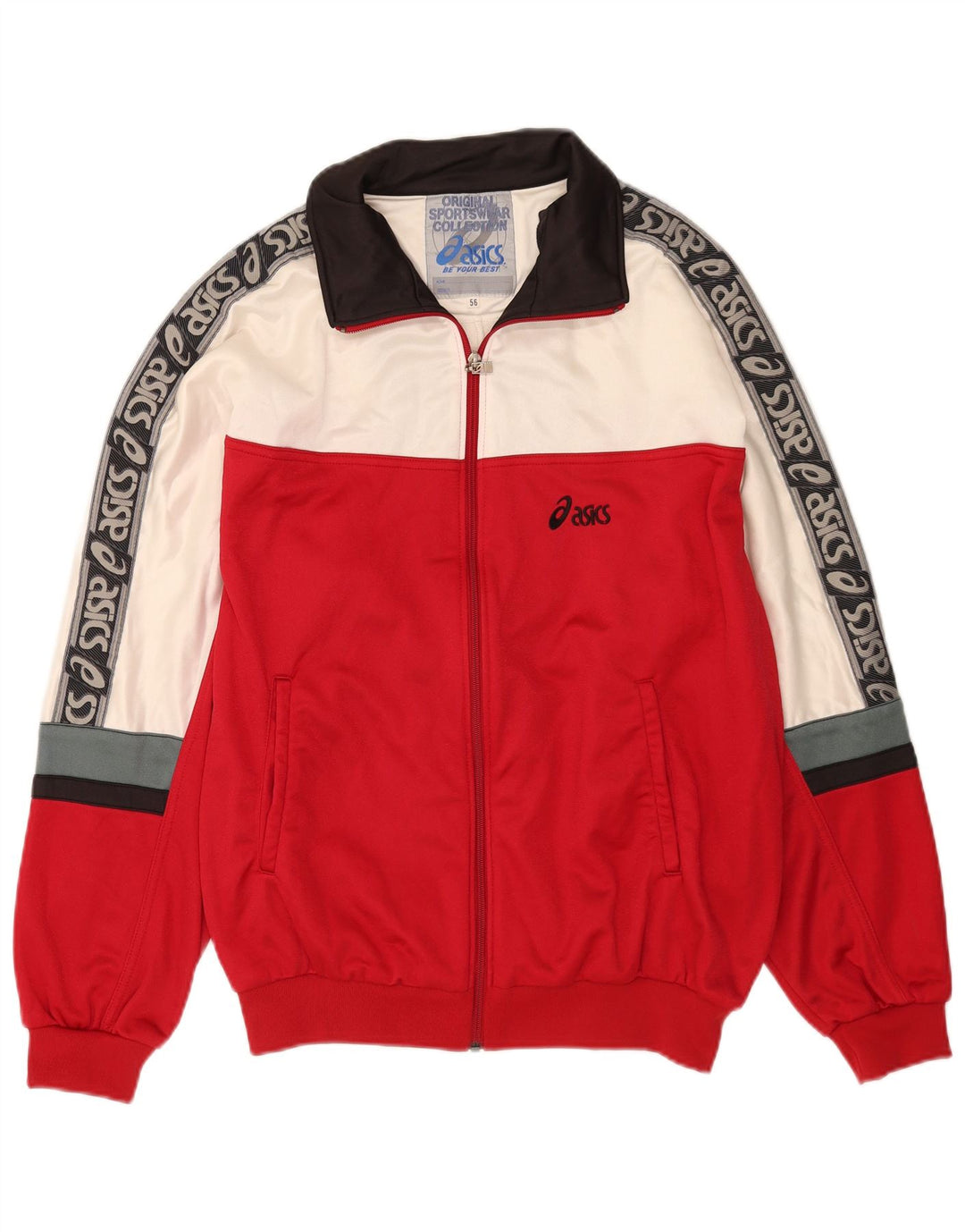 Asics Mens Graphic Chándal Top Jacket IT 56 XL Rojo Colorblock