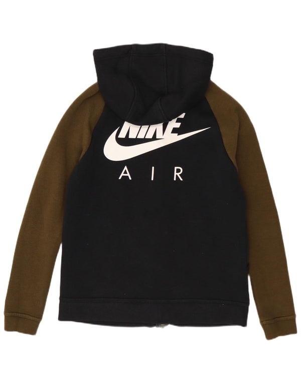 NIKE Sudadera con capucha y cremallera extragrande gráfica para mujer UK 6 XS Negro Colorblock