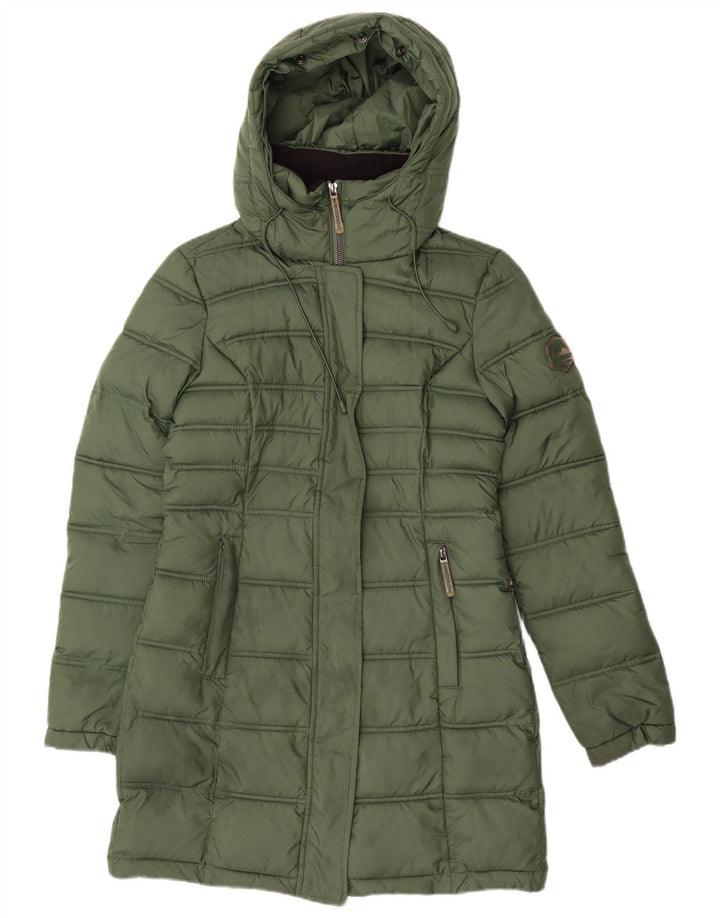 Superdry Abrigo acolchado con capucha para mujer UK 6 XS Poliéster verde