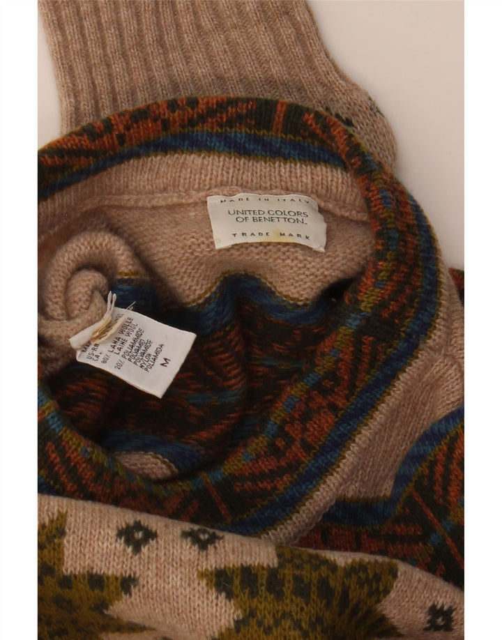 Benetton Jersey De Cuello Redondo De Lana Fair Isle Beige Medio