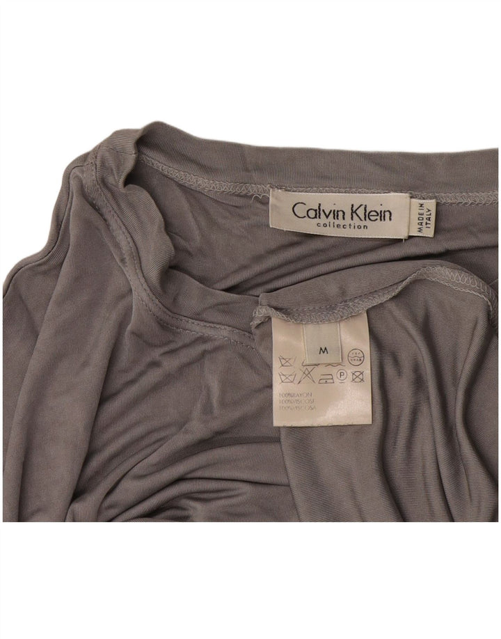 Calvin Klein Camiseta corta para mujer UK 14 Rayón gris medio