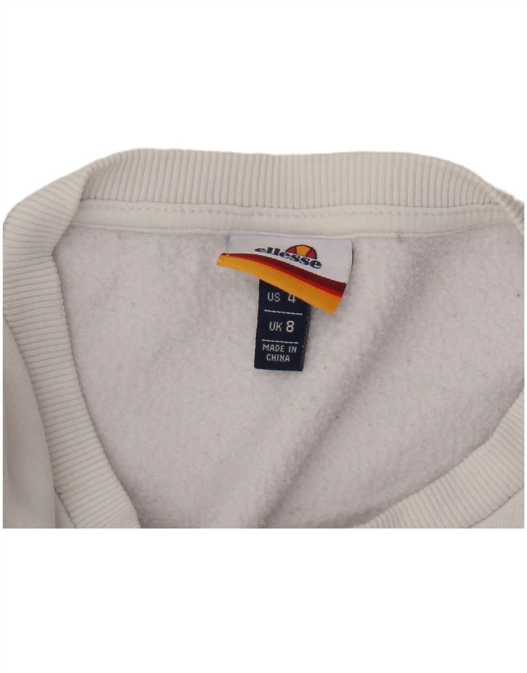 ELLESSE Sudadera con gráfico extragrande para mujer UK 8 Small White