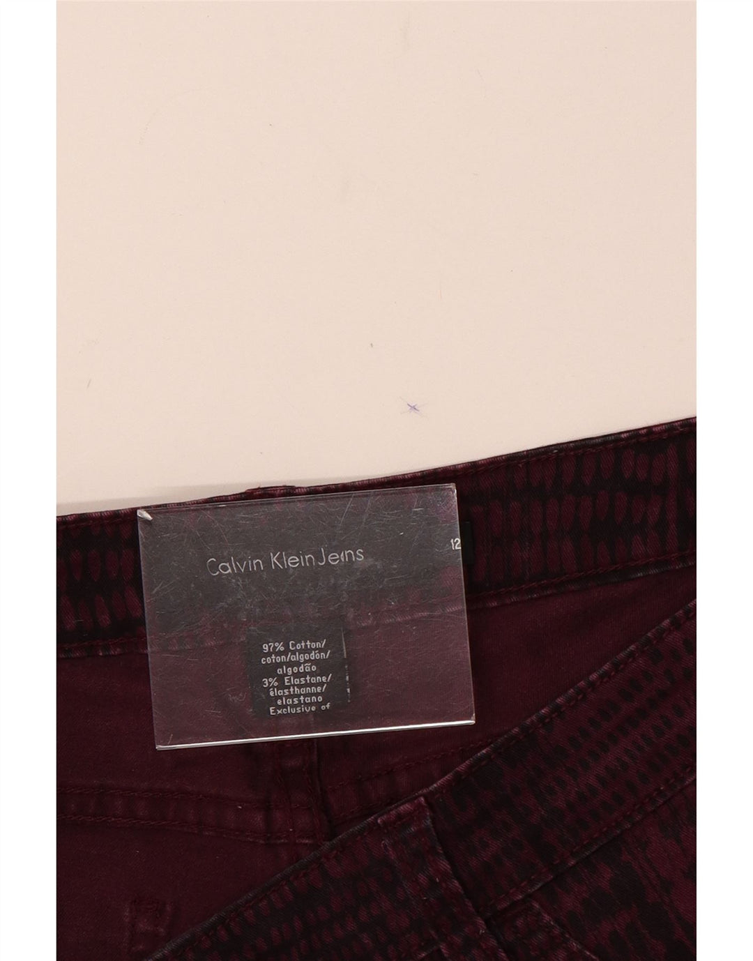 CALVIN KLEIN Pantalones casuales para mujer US 12 Large W32 L31 Borgoña