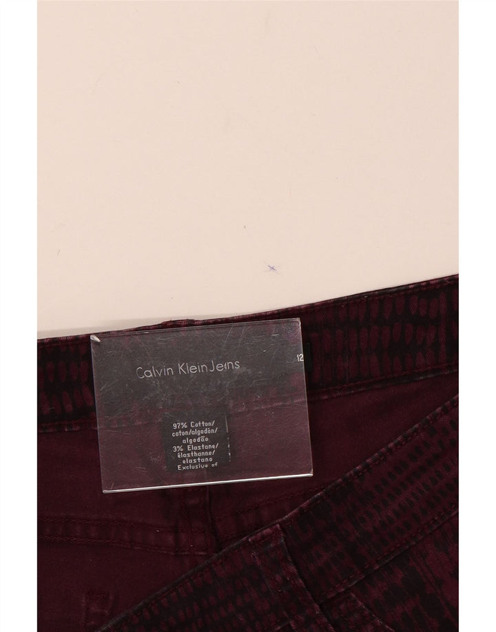 CALVIN KLEIN Pantalones casuales para mujer US 12 Large W32 L31 Borgoña