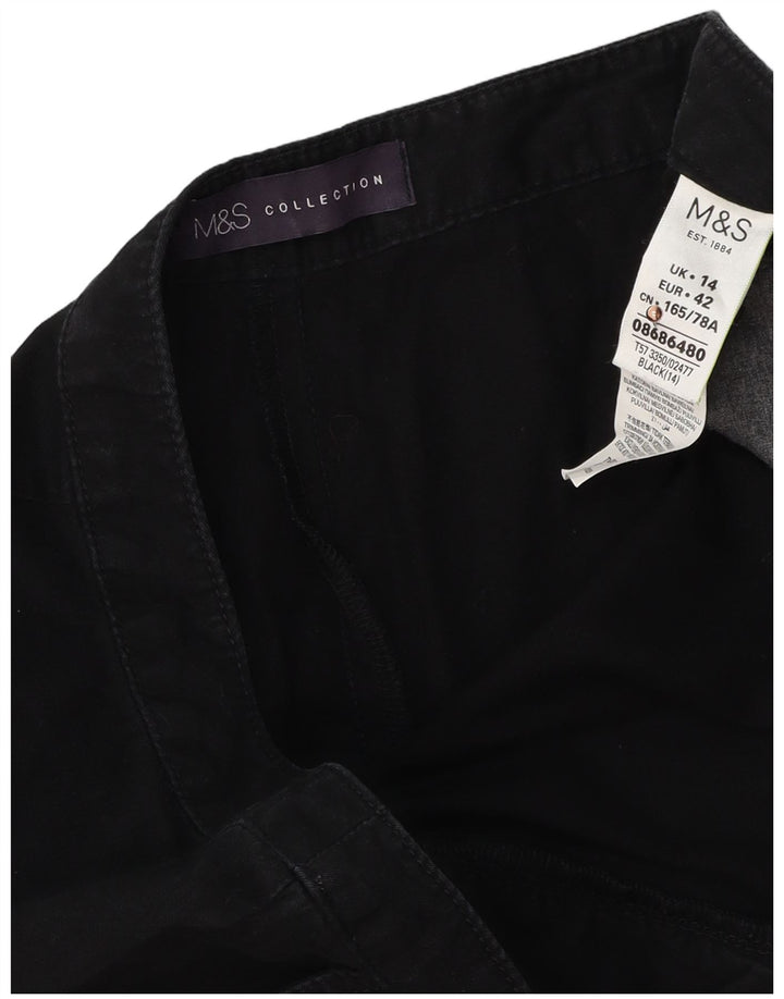 MARKS & SPENCER Pantalones cortos chinos para mujer UK 14 Large W34 Algodón negro