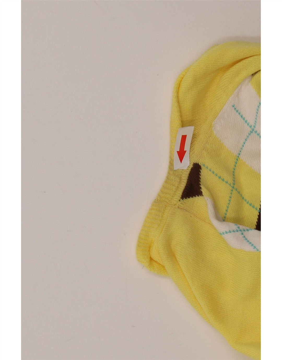 J. CREW Suéter tipo jersey con cuello en V para mujer Reino Unido 12 Argyle amarillo mediano/diamante