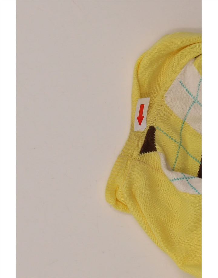 J. CREW Suéter tipo jersey con cuello en V para mujer Reino Unido 12 Argyle amarillo mediano/diamante