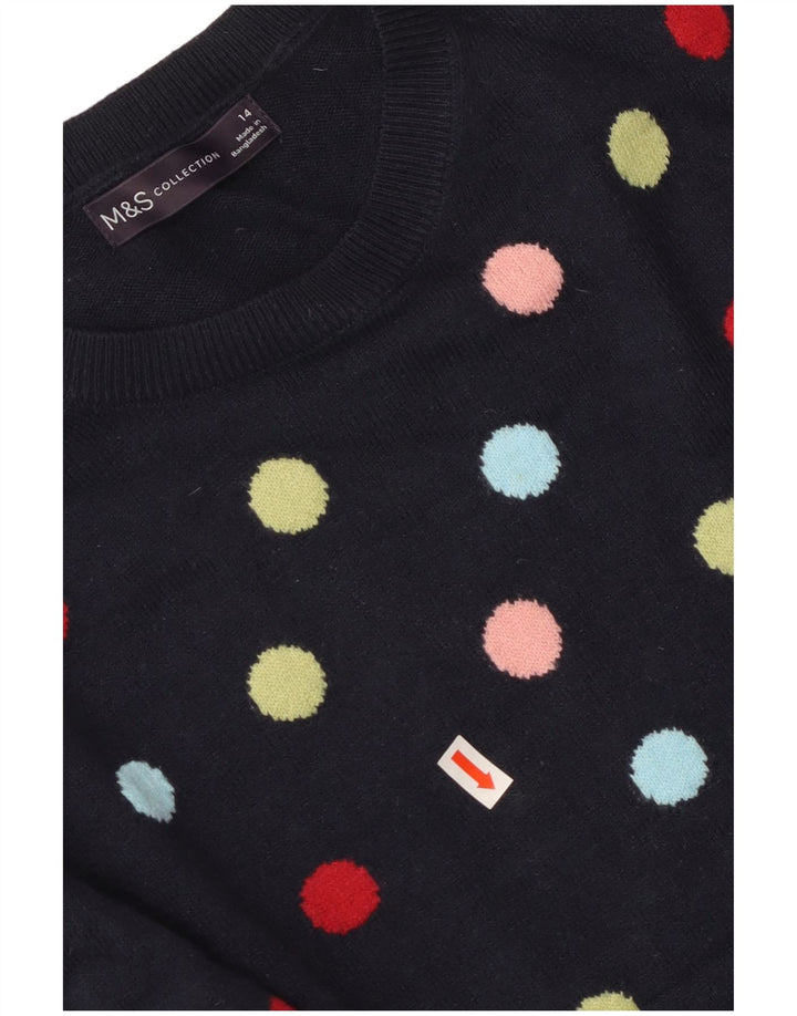 MARKS & SPENCER Suéter tipo jersey con cuello redondo para mujer UK 44 Azul marino mediano