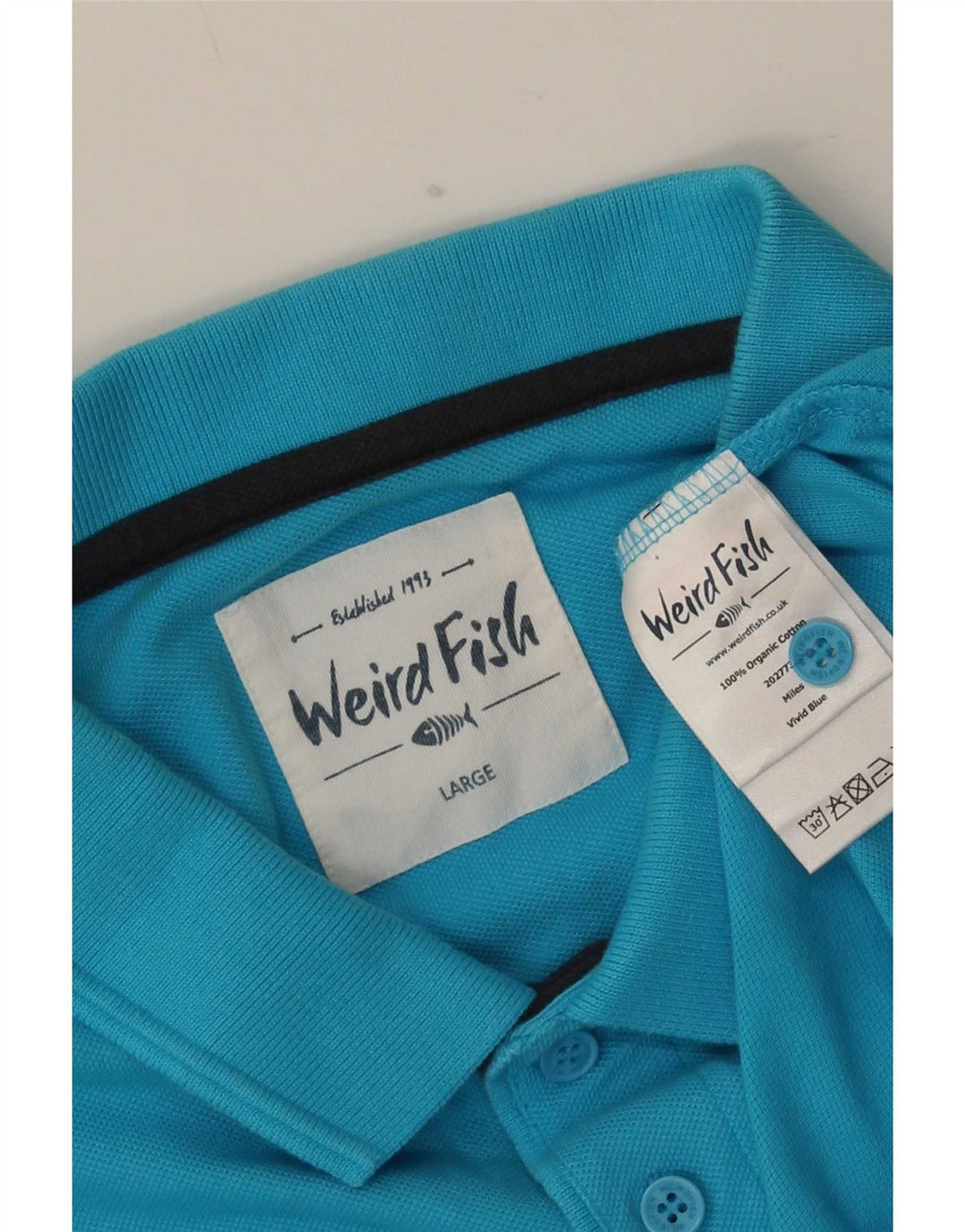 Weird Fish Polo para hombre de algodón azul grande