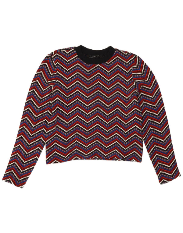 Zara - Jersey de cuello redondo para mujer, talla 40, tamaño mediano, multicolor Chevron
