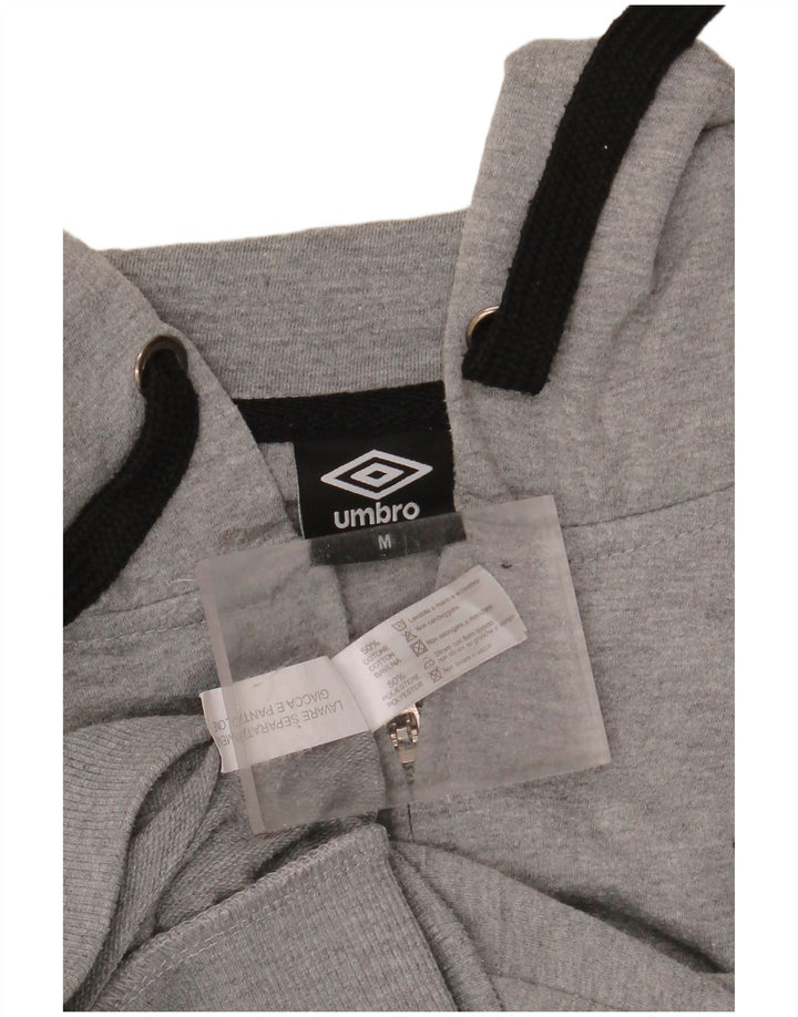 UMBRO Sudadera con capucha y cremallera para hombre de algodón gris medio con bloques de color
