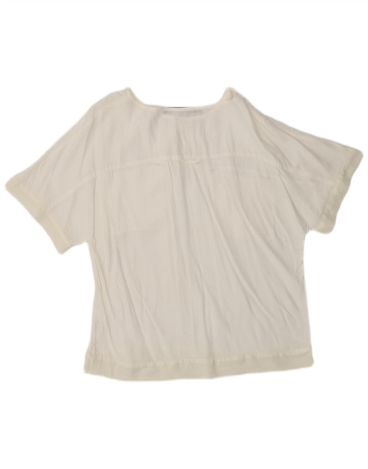 ZARA Mujer Blusa Top UK 6 XS Blanco Viscosa