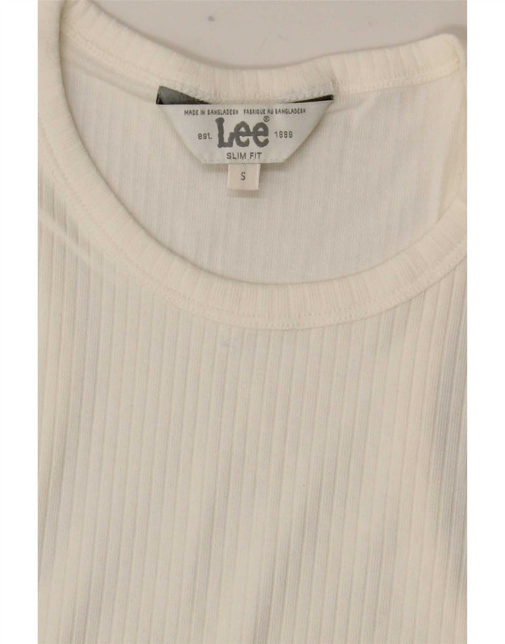 Camiseta sin mangas Lee Crop Slim Fit para mujer UK 8 Small Blanco