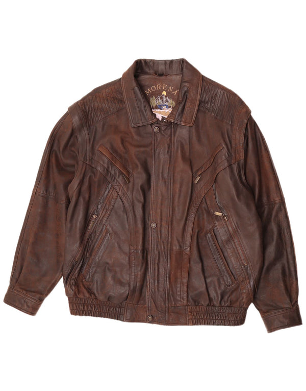 Morena Chaqueta de cuero para hombre UK 46 3XL Cuero marrón