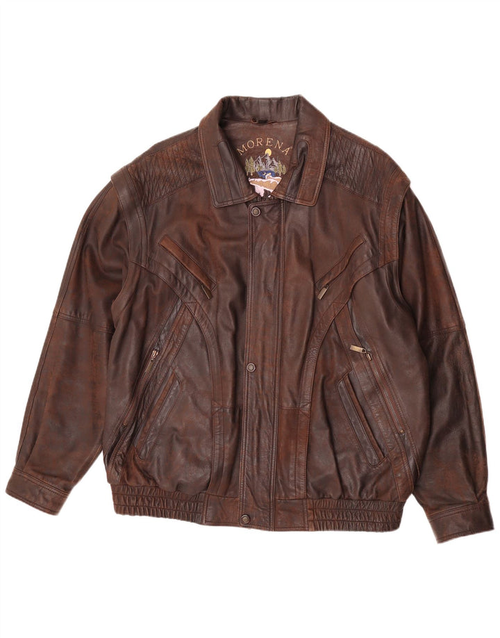 Morena Chaqueta de cuero para hombre UK 46 3XL Cuero marrón