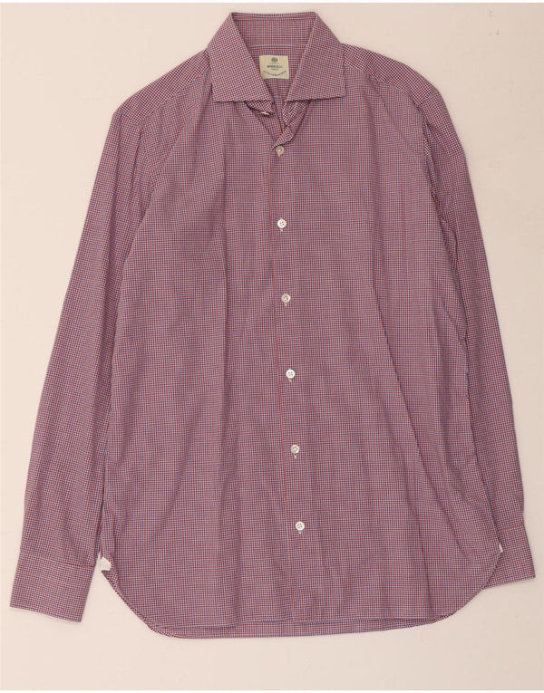 BORRELLI Camisa Hombre Talla 39 15 1/2 Mediana Algodón Cuadros Multicolor