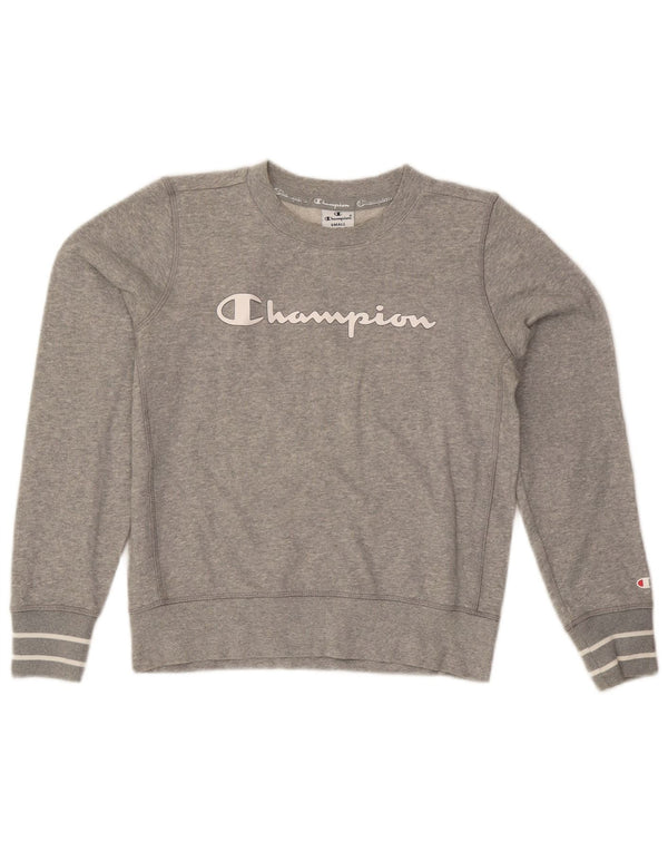 Champion Womens Graphic Sweatshirt Jumper UK 10 Small Grey