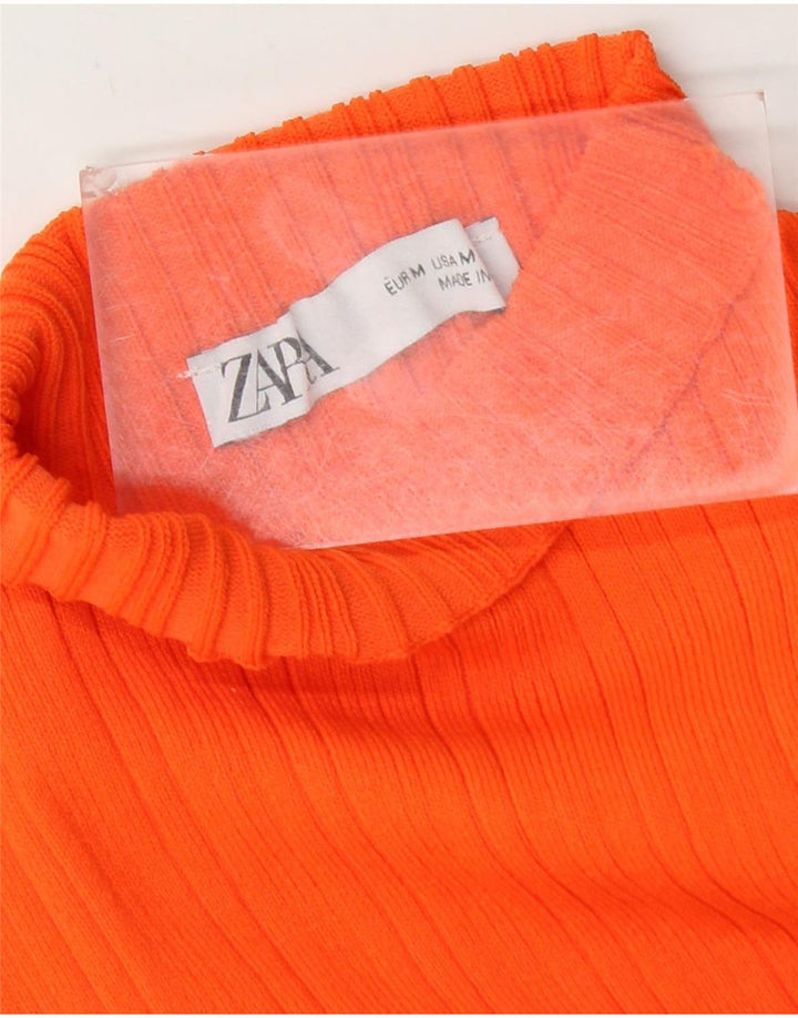 ZARA Body De Un Hombro Mujer UK 42 Mediano Naranja Nylon