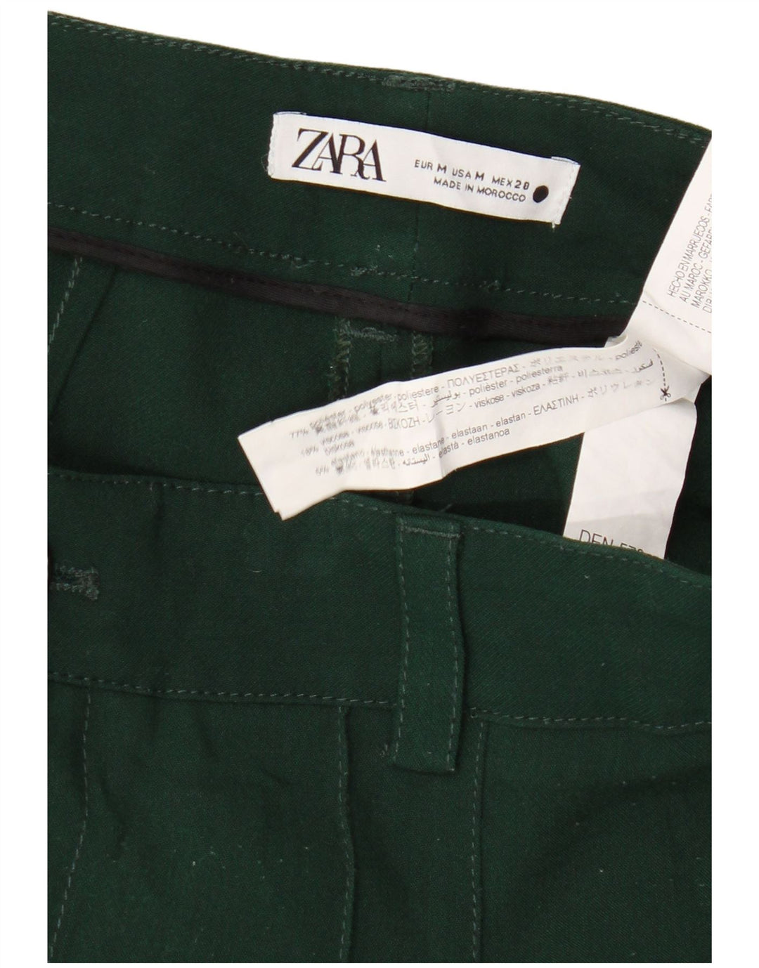 Zara Mujer Pantalón Casual Recto Mediano W28 L31 Verde Poliéster