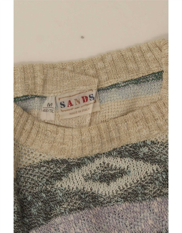 Vintage hombres cuello redondo jersey suéter IT 48/50 medio multicolor