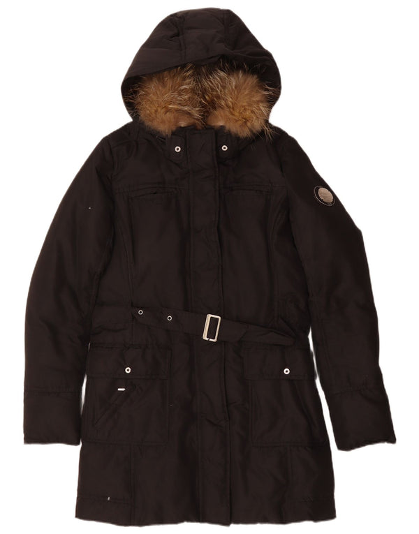 Champion Parka con capucha para mujer UK 40 Mediana Negro Poliéster Invierno