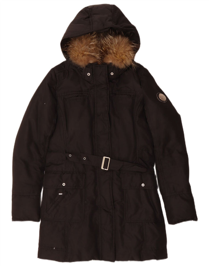 Champion Parka con capucha para mujer UK 40 Mediana Negro Poliéster Invierno