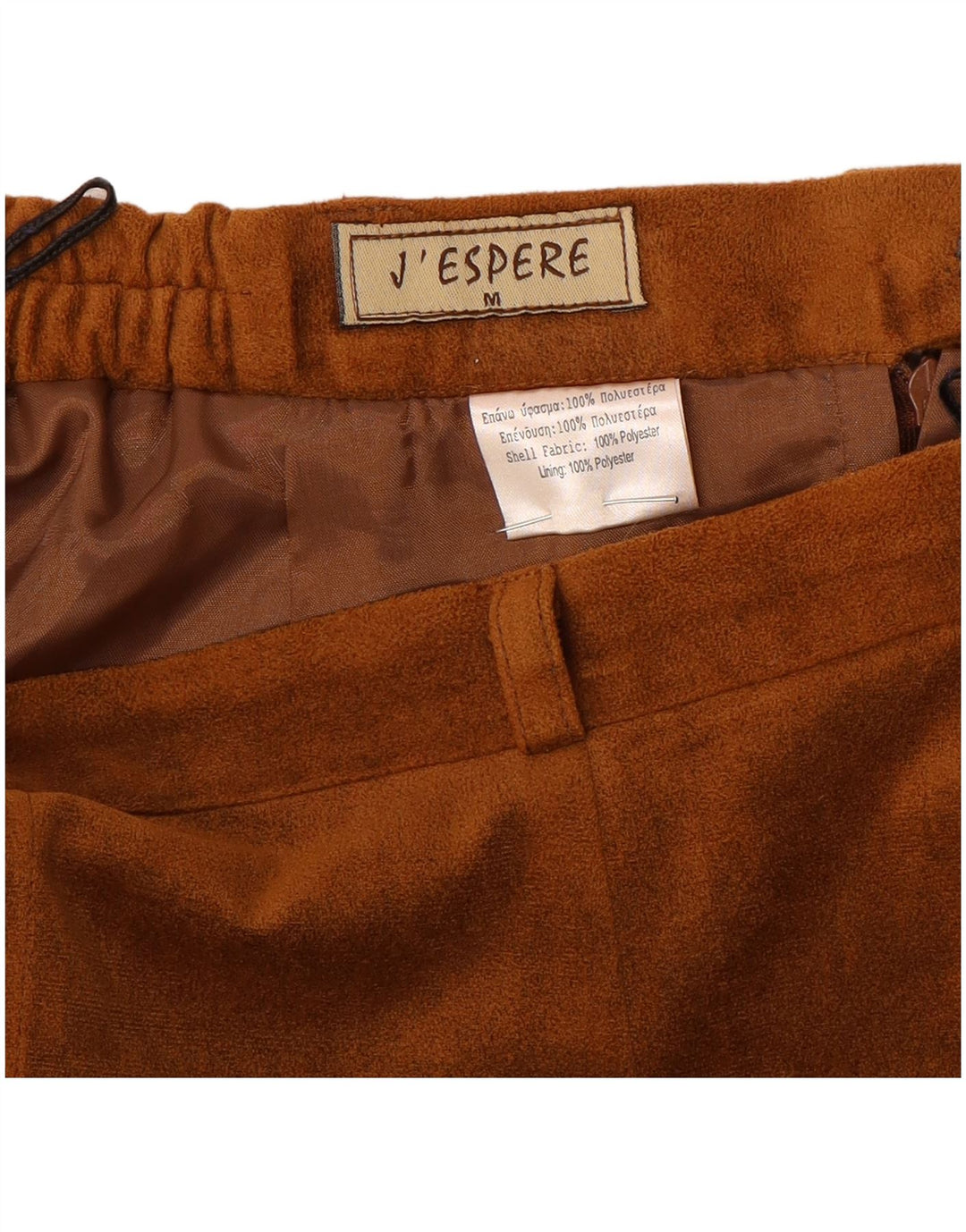 Falda recta de terciopelo vintage para mujer mediana W28 poliéster marrón