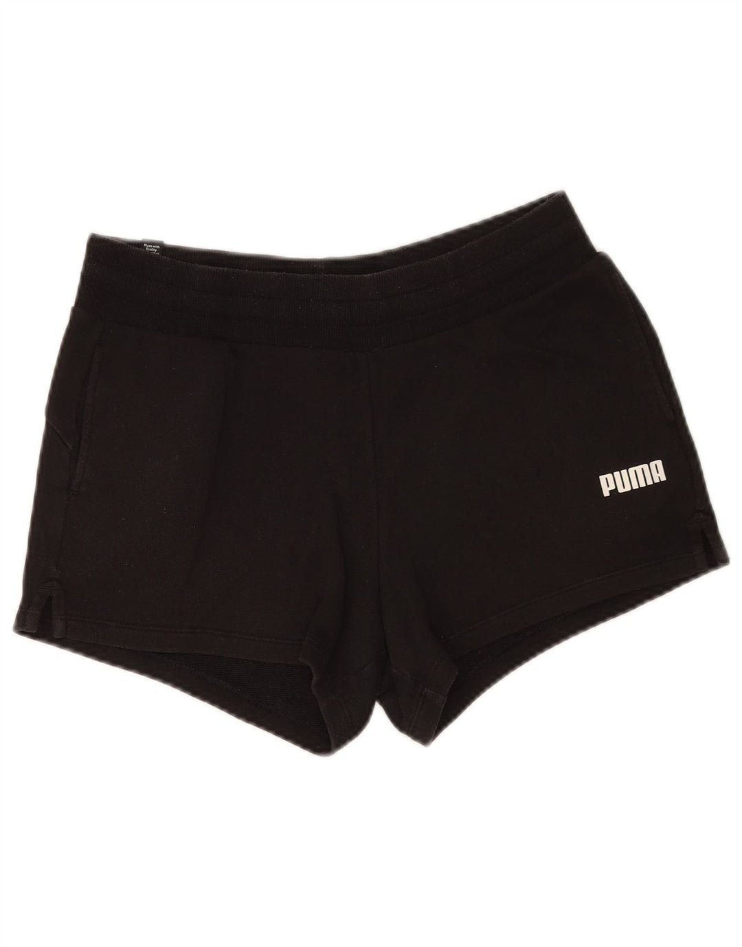 Puma - Pantalones cortos deportivos para mujer, talla 40, algodón negro mediano