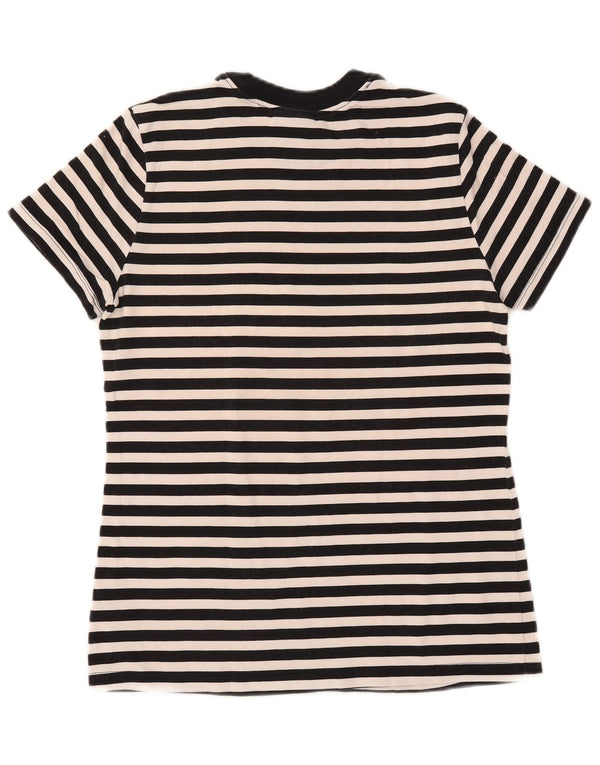 NIKE Camiseta gráfica para mujer Top UK 12 Medium Negro Rayas Algodón