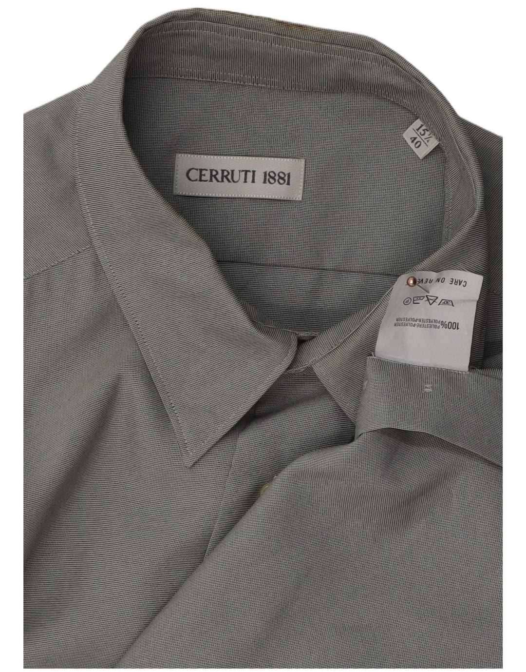 Cerruti 1881 Camisa Hombre Talla 40 15 1/2 Poliéster Gris Medio
