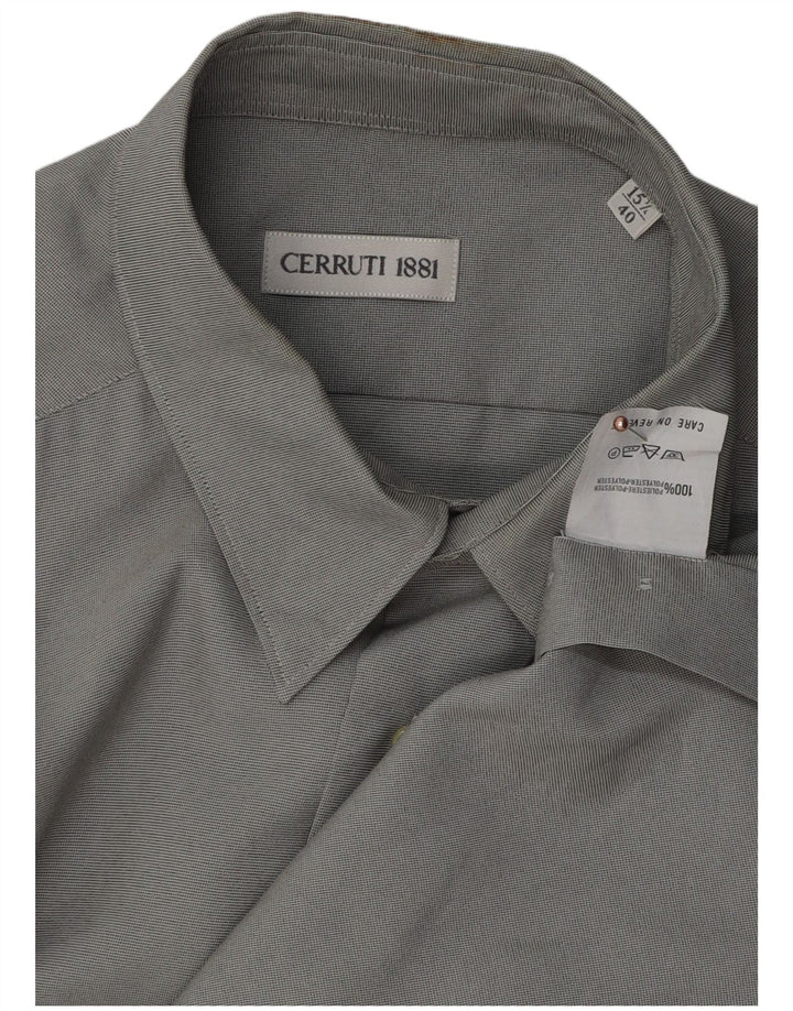 Cerruti 1881 Camisa Hombre Talla 40 15 1/2 Poliéster Gris Medio