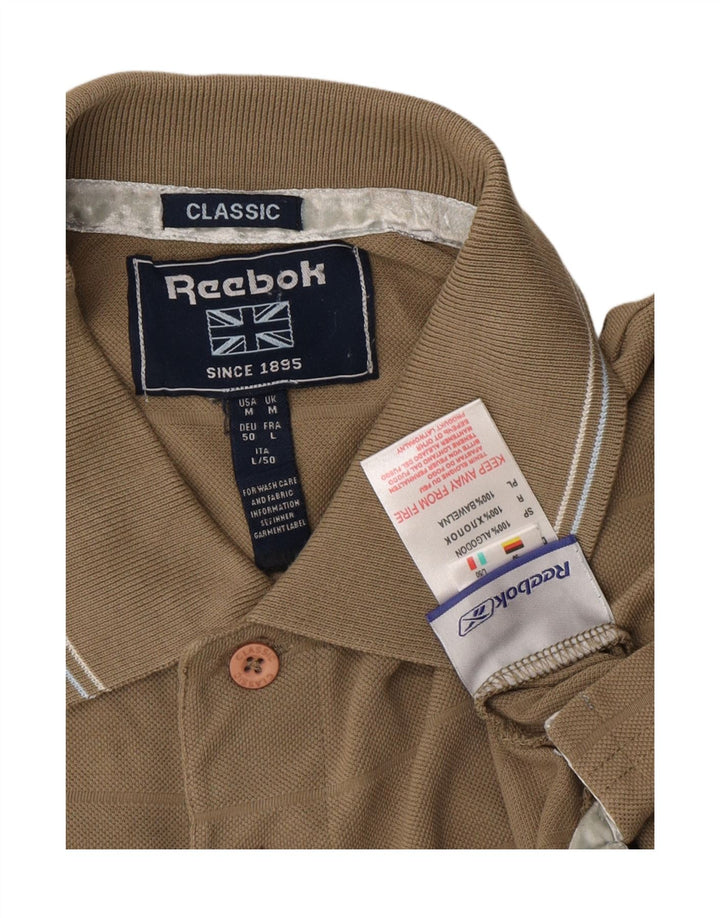 REEBOK Mens Classic Classic Fit Polo Shirt Medium Khaki Cotton Vintage Reebok and Second-Hand Reebok from Messina Hembry 