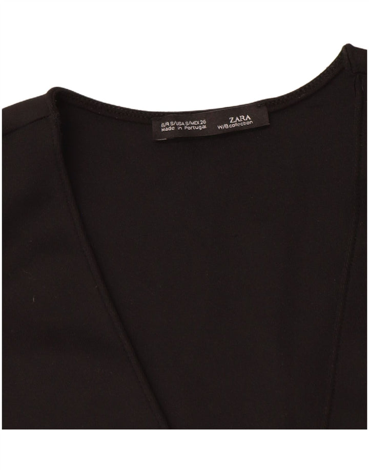 Zara Blusa Corta Sin Mangas para Mujer Top UK 8 Small Negro