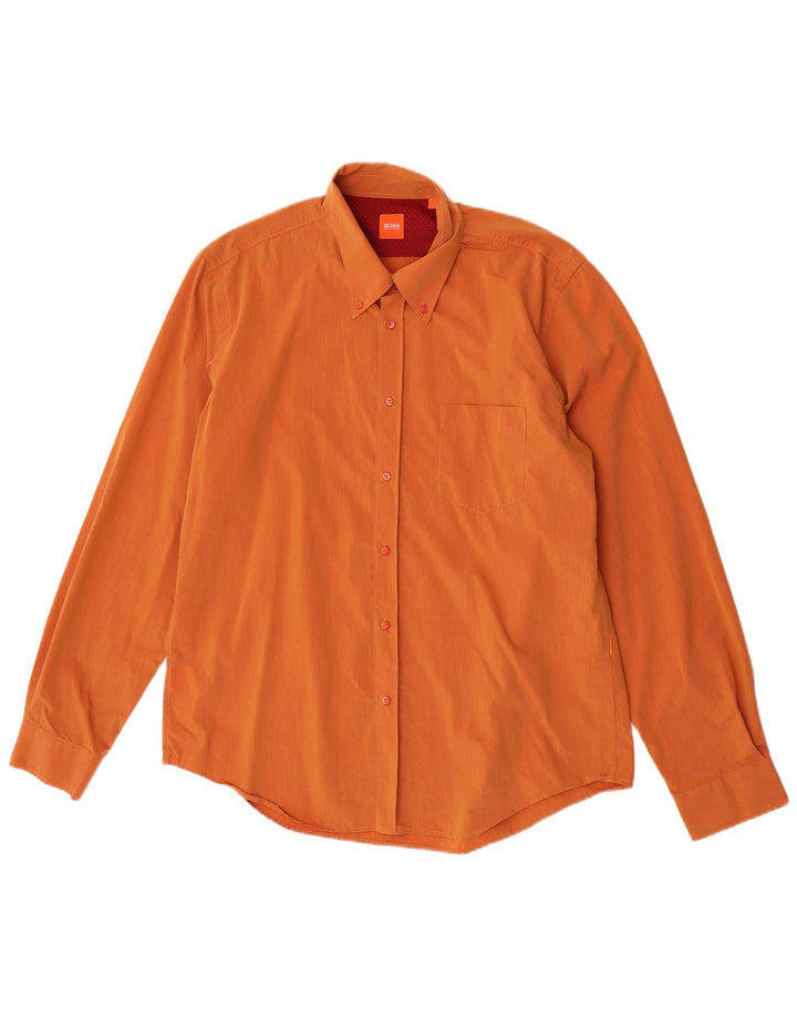 Camisa Hugo Boss Hombre Grande Naranja Algodón