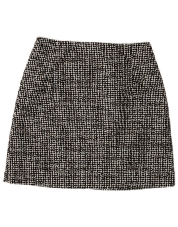 Massimo Dutti Minifalda Mujer Small W26 Lana Pata De Gallo Negro
