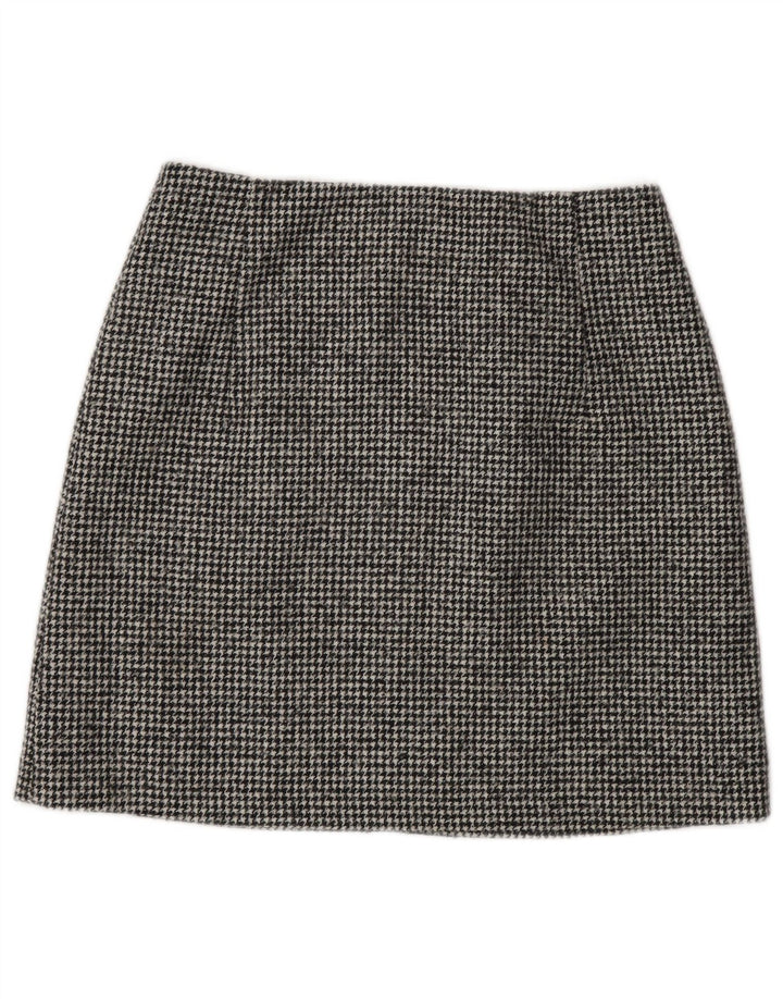 Massimo Dutti Minifalda Mujer Small W26 Lana Pata De Gallo Negro