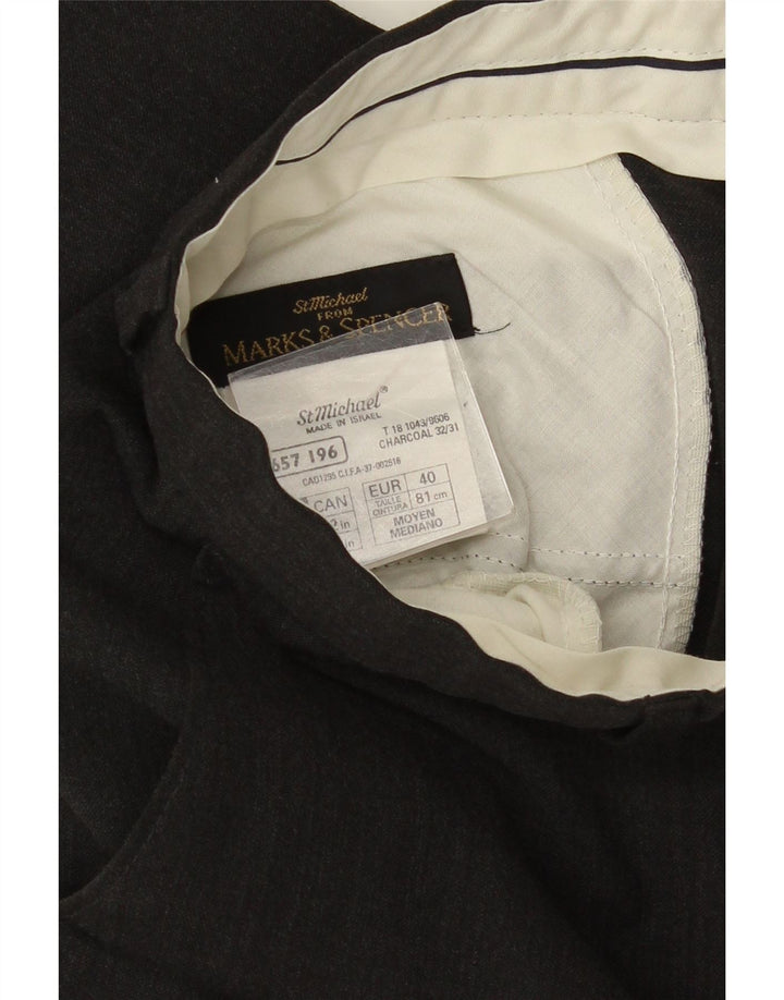 MARKS & SPENCER Pantalón de traje recto para hombre W30 L30 Poliéster gris