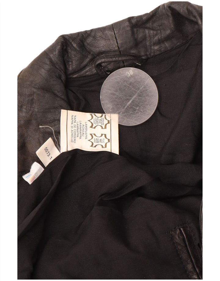 VINTAGE Chaqueta extragrande para mujer EU 38 Cuero geométrico marrón medio