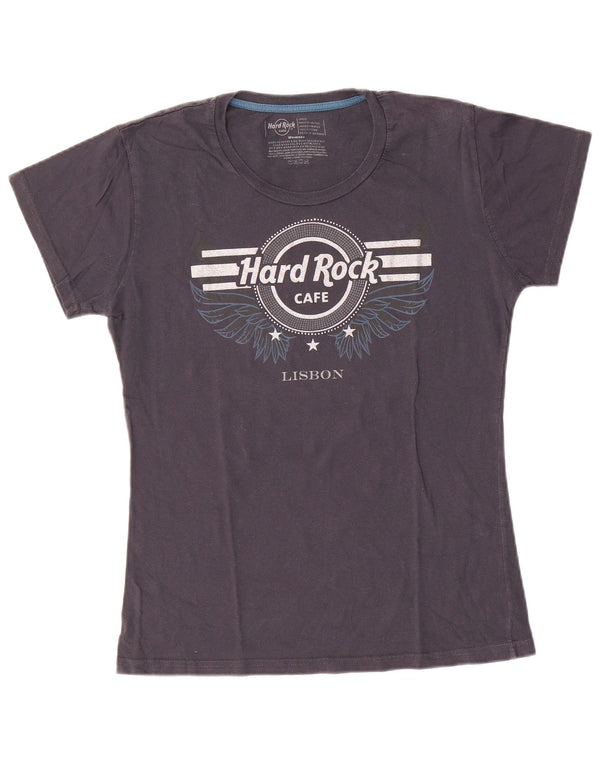 Hard Rock Cafe Camiseta Gráfica Lisboa para Mujer Top UK 40 Grande Algodón Gris