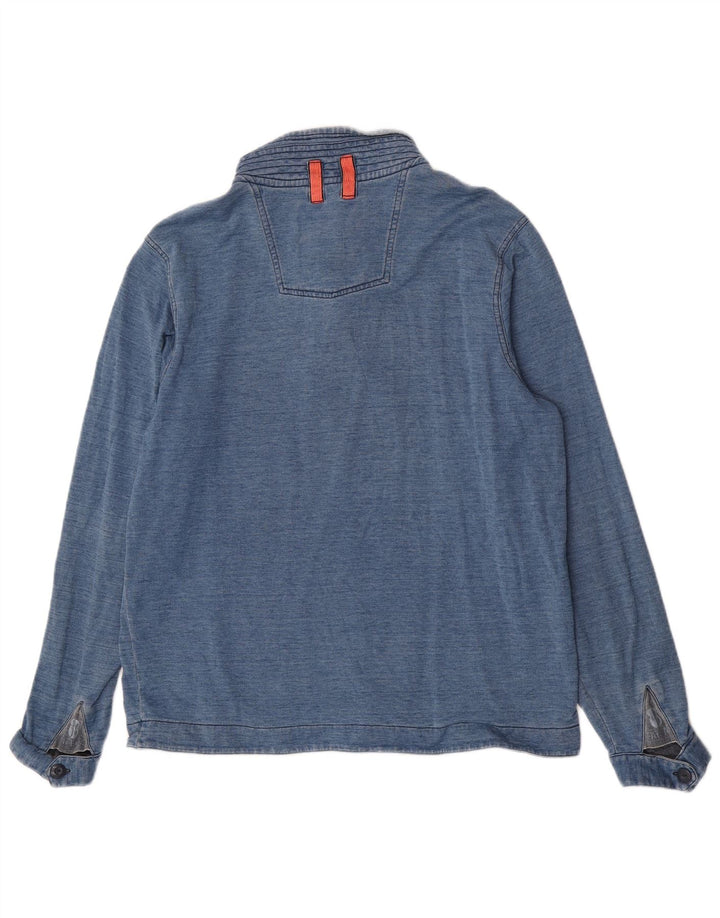 Sudadera con cuello abotonado para hombre de Fat Face, jersey grande de algodón con rayas diplomáticas en azul